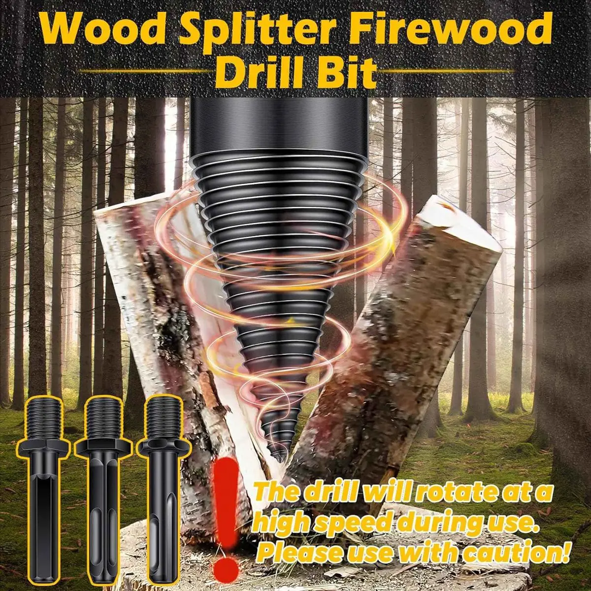 DT35BG 5 Pcs Firewood Log Splitter Drill Bit,Removable Splitter Drill Bits, Cones Kindling Splitter, Splitting Drill Bit view 4