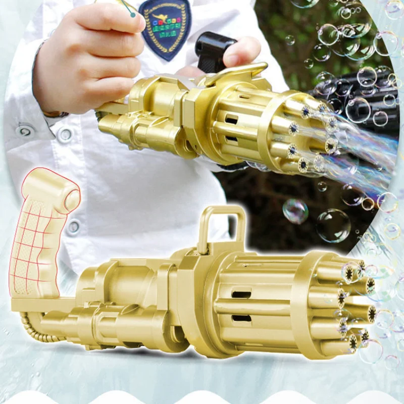 10 fori automatico Gatling Bubble Machine ventilatore elettrico sapone Water Maker pistola per bambini Summer Beach Outdoor Kids Toys