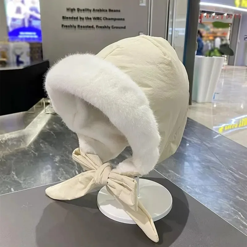 

High Quality Earmuffs Hat with Straps Warm Quilted Cap Waterproof Thickened Winter Hat for Women