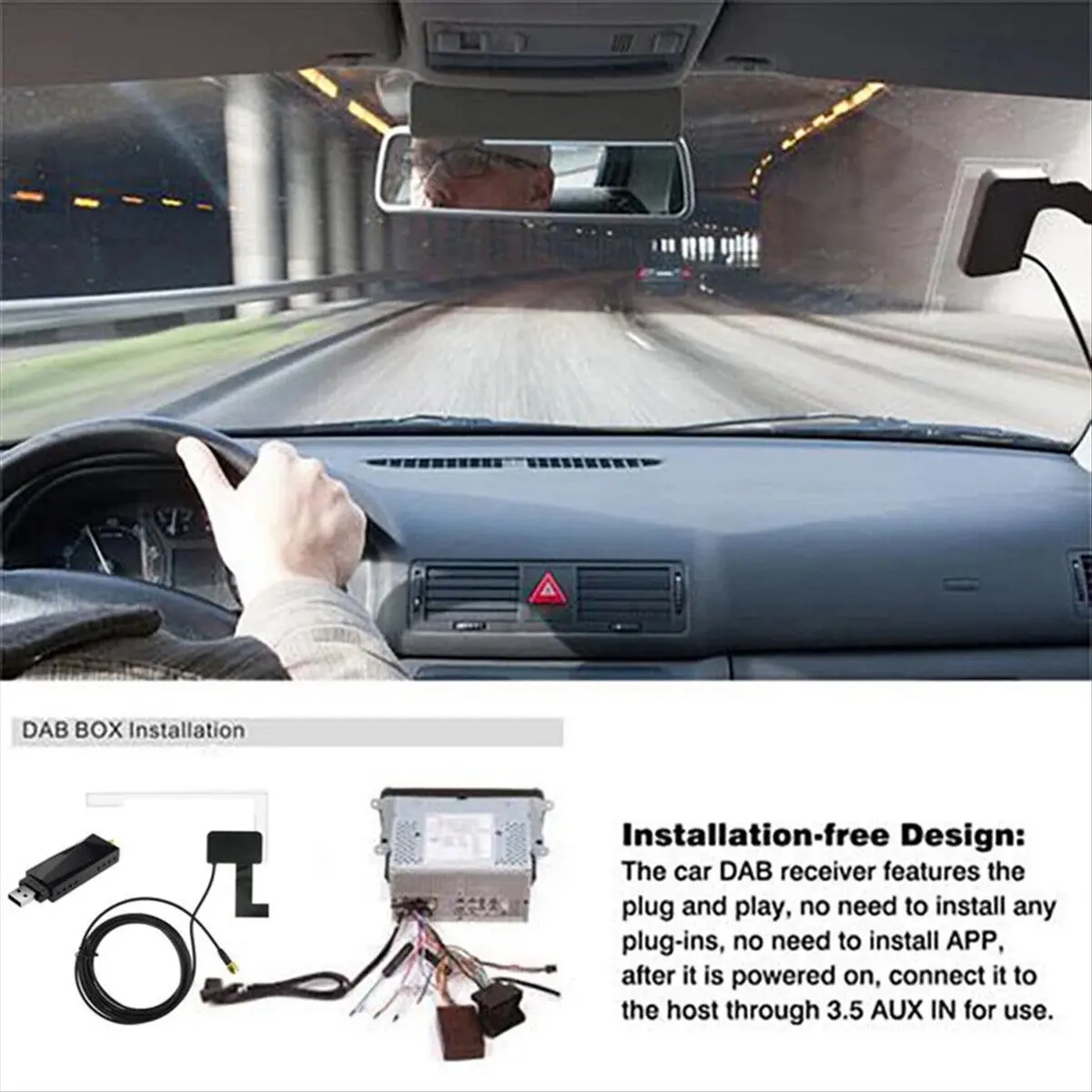 T35C New Radio Tuner+ USB 5V USB Dongle Receiver 170-240MHz Car Audio Adapter FM Transmitter Box for Android 5.1 Above Car