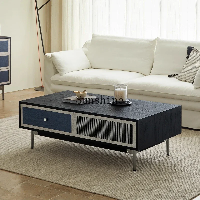 

Solid wood rectangular coffee table living room household small apartment high-end tea table