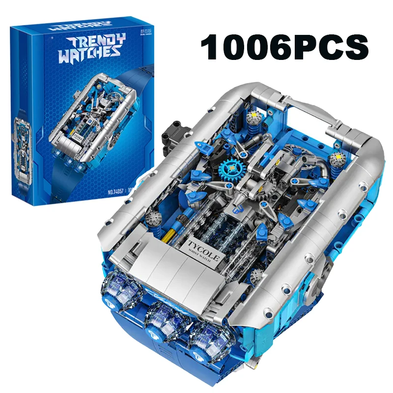 

Креативные 1006 шт. технические модные часы, строительные блоки, механические часы, сборка кирпичей, коллекция игрушек, подарок для детей