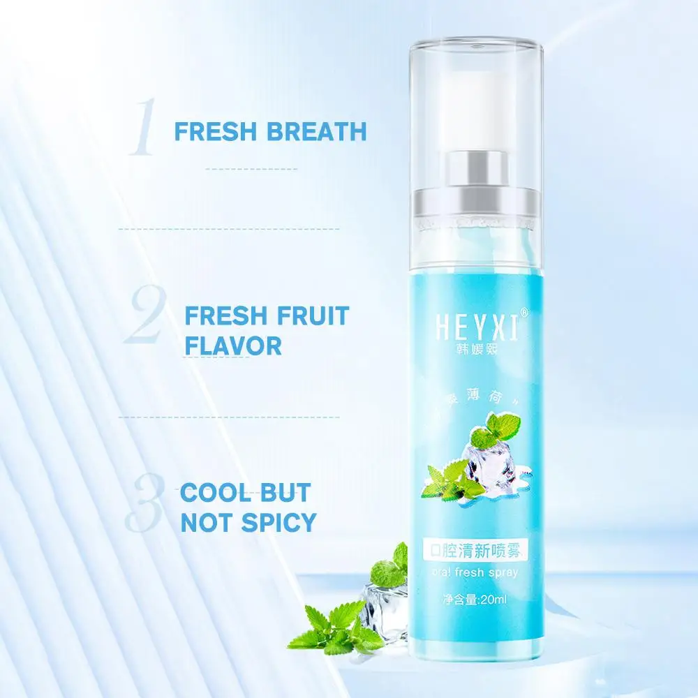 Fruity Breath Peach Mint Breath Freshener Spray, Tratamento Halitose, Spray de Odor na Boca, Líquido Refrescante para Cuidados, 20ml