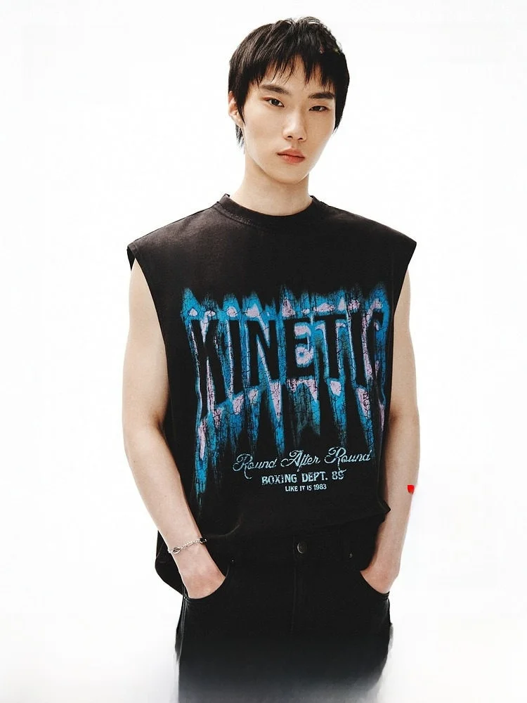 

H&M Men's Loose Fit Cotton Printed Vest 1339823 Summer New Arrival Casual Style Youth Fashion Outerwear