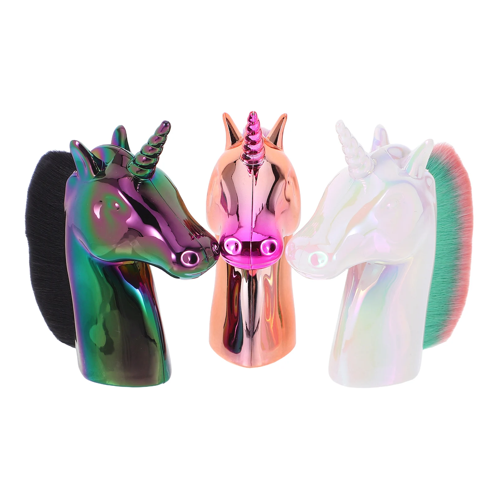 Brosse ergonomique anti-poussière pour ongles, 3 pièces, moulage licorne pour le traitement de manucure artistique, blanc, noir, multicolore