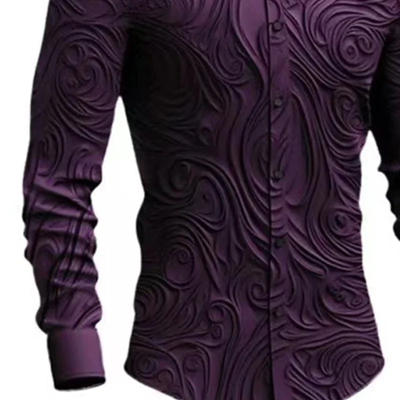 Spring Autumn Retro Gothic Men's Shirt Outdoor Solid 3D Printed Totem Halloween Streetwear Turn-down Collar Long Sleeve Shirt