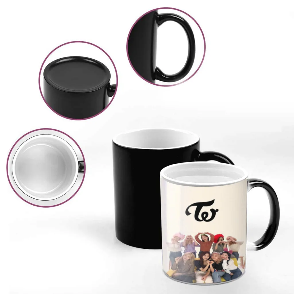 Music TWICE-Girls Ceramics Coffee Mugs Thermal Color-changing Gifts Drinkware Coffeeware 11OZ Ceramic