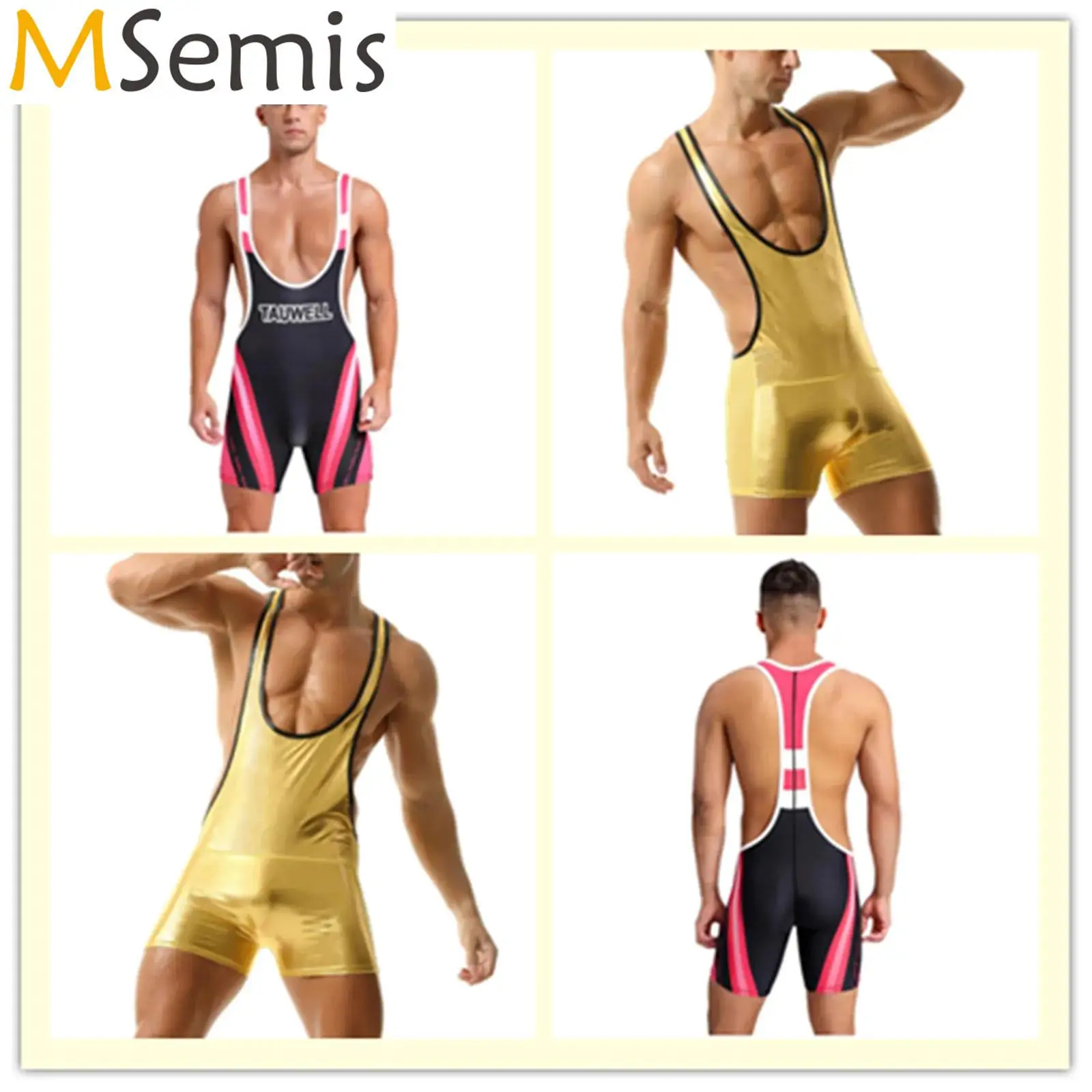 

Mens Wrestling Singlets Jumpsuit Costume Boxer Shorts Athletic Bodysuit Compression Jumpsuit Gym Fitness Sports Swimming Suit