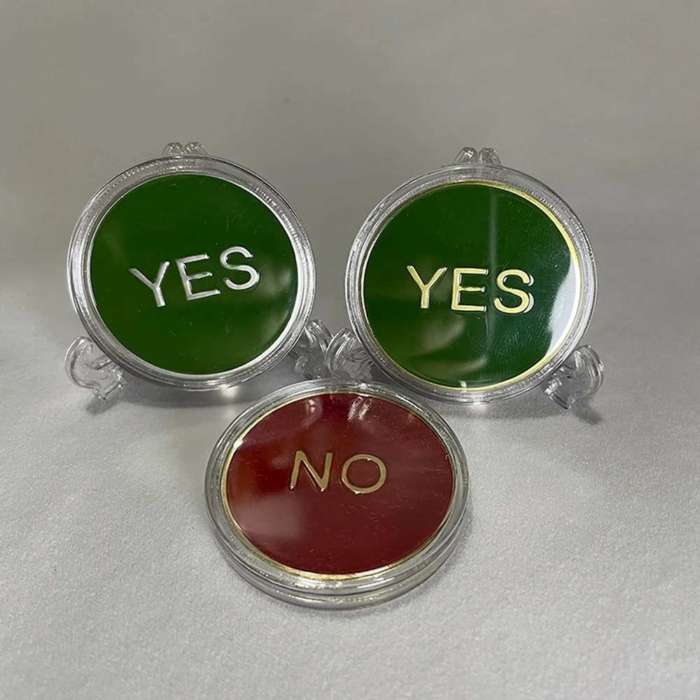 Colorful Yes/No Decision Coin Green Represents YES Red Represent NO Paint Embossed Letter Metal Badge Gold Silver Edge Coins