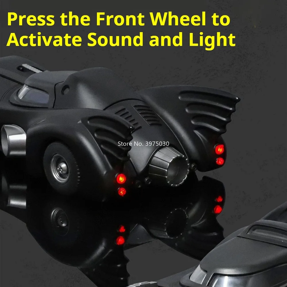 รถแบทโมบิลอัลลอยด์ 1:32 รุ่นวัลแคน ปี 1989 ของเล่นรถยนต์จำลองพร้อมไฟและเสียงเพลง รถสปอร์ตขนาดเล็กแบบดึงหลัง ของตกแต่ง