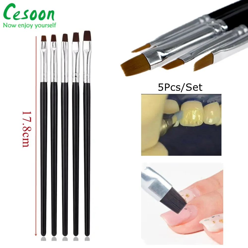 5X Dental Resin Brush Pens Porcelain Teeth Shaping Nylon Dentistry Adhesive Composite Cement Tools Nail Art Acrylic DIY Painting