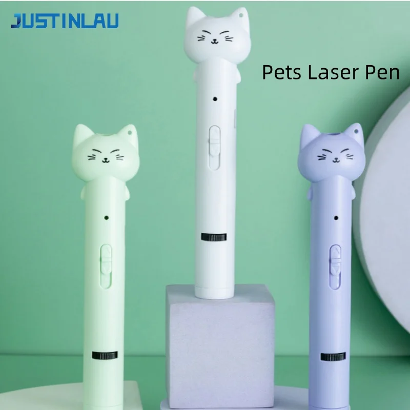 JUSTINLAU Pets Laser Pen USB Charging Multi-pattern Projection Laser Toy Three-in-one Pets Feather Stick Home Cat Toys Supplies