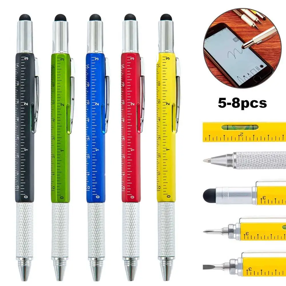 

Многофункциональная шариковая ручка 7 в 1 с современным ручным инструментом, измерительная техническая линейка, отвертка, стилус для сенсорного экрана, уровень