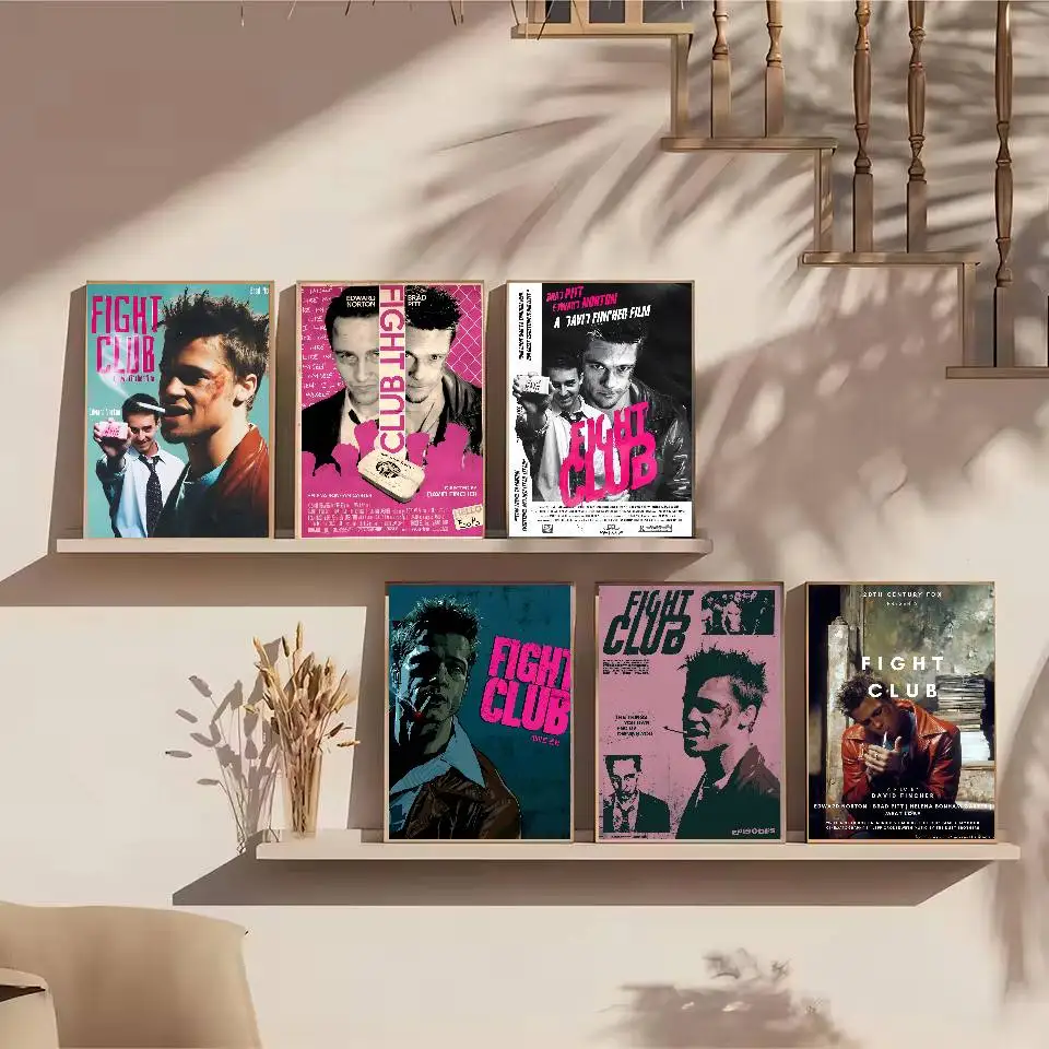 Movie F-Fight Club Poster Self-adhesive Art Waterproof Paper Sticker Coffee House Bar Dorm Room Wall Decor
