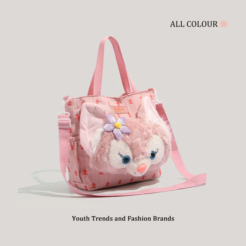 Disney Lingna Belle cute sweet student handbag cartoon doll pink print fashion simple shopping trip shoulder messenger bag