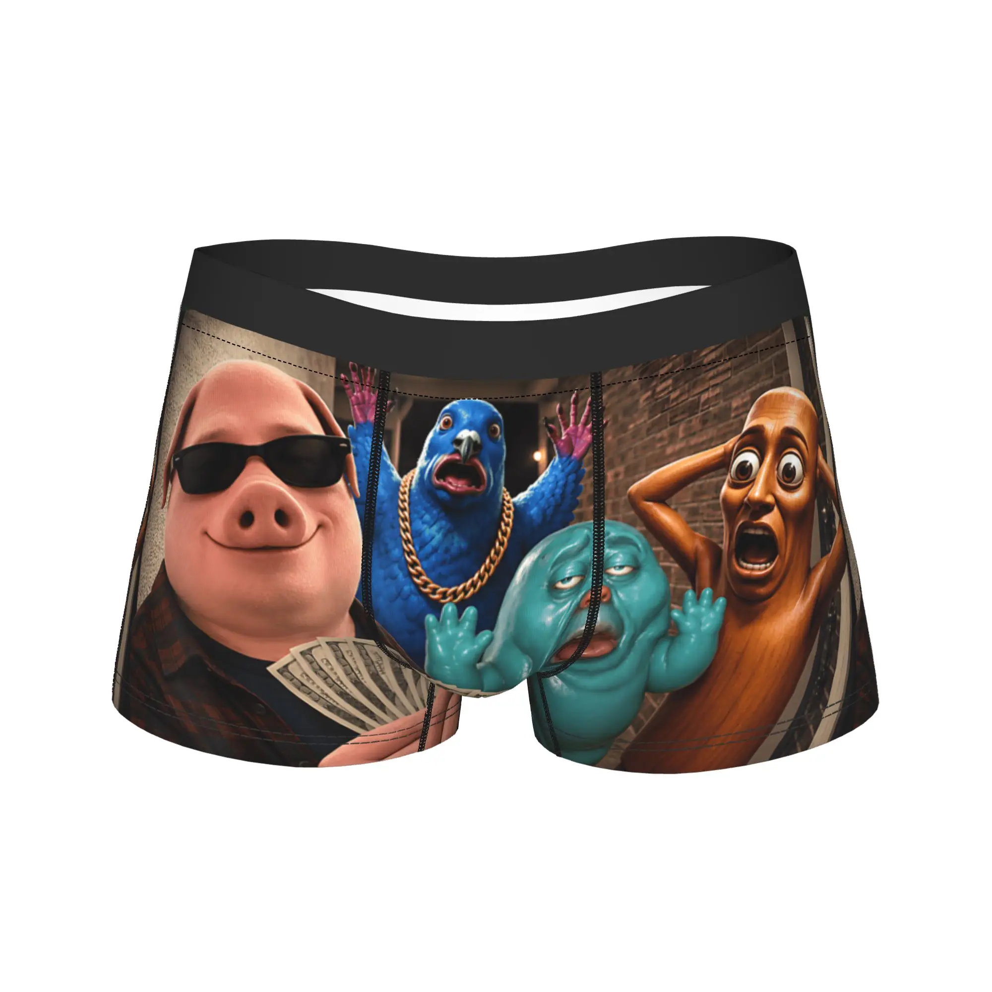 Internet Viral Kid Meme Brainrot Friend Tung Sahur John Pork Underwear  Breathable Underpants Boxer Brief For Man Pouch Trunk