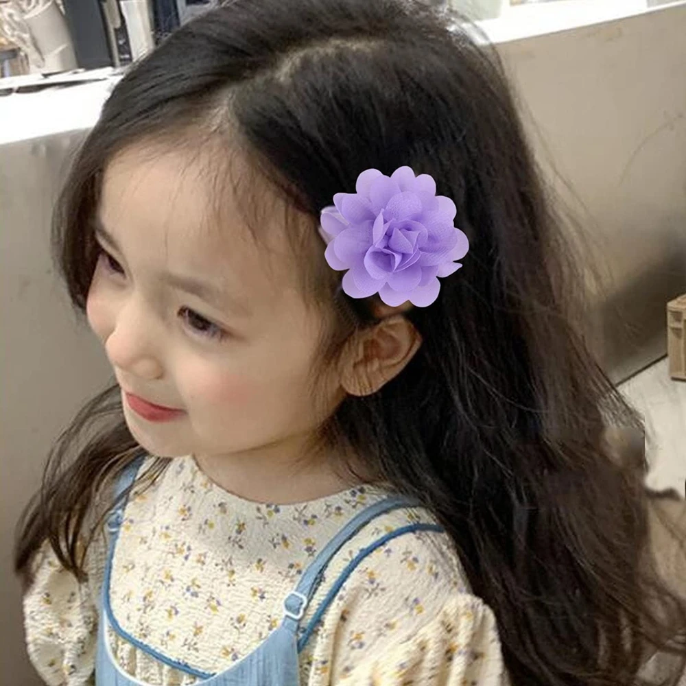 20pcs/lot Chiffon Flower Hair Clips 2inch Hair Bows Fully Lined Flowers Tiny Haipins for Girls Infants Toddlers Kids Women