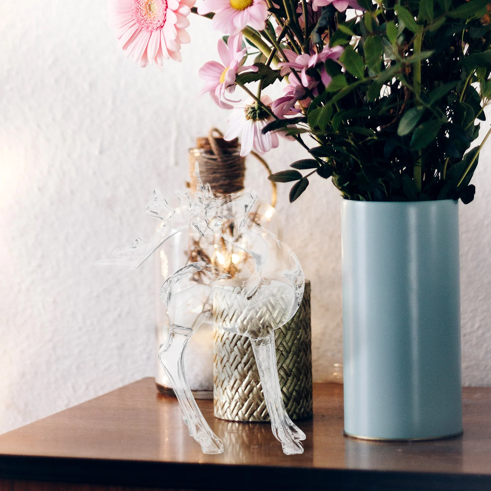 

2Pcs Reusable Reindeer Christmas Deer Figurines Tabletop Deer Statue Home Office Window Display Decor