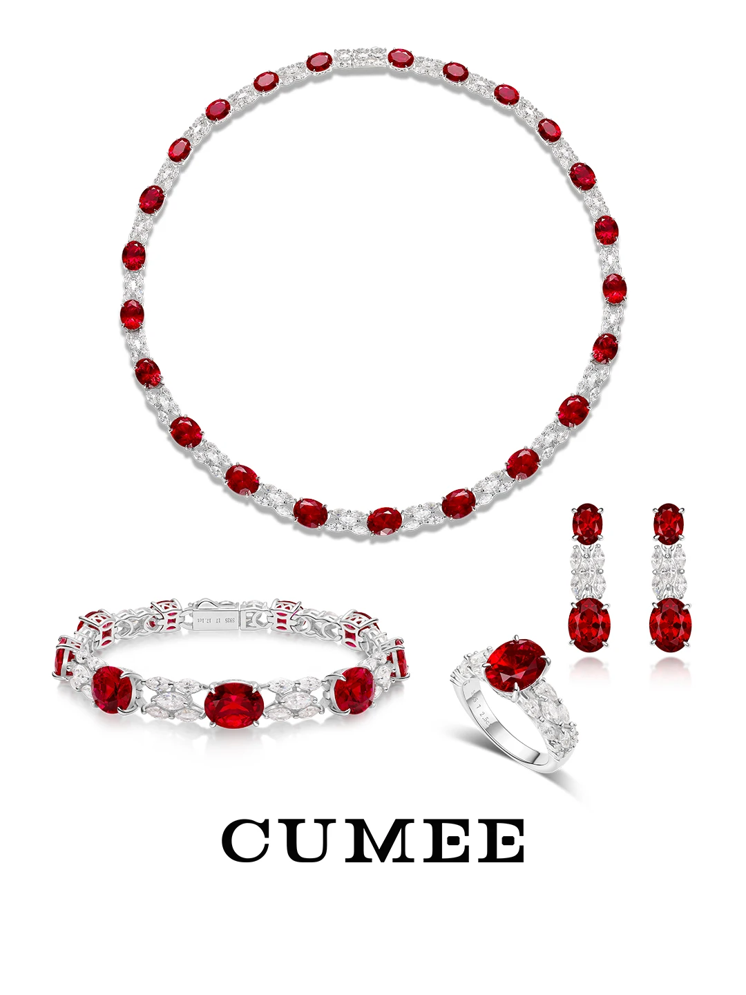 

CUMEE Brand Fine Jewelry Cultivate Cubic Zirconia Ruby Gemstone CZ Women 925 Sterling Silver Gold Plated