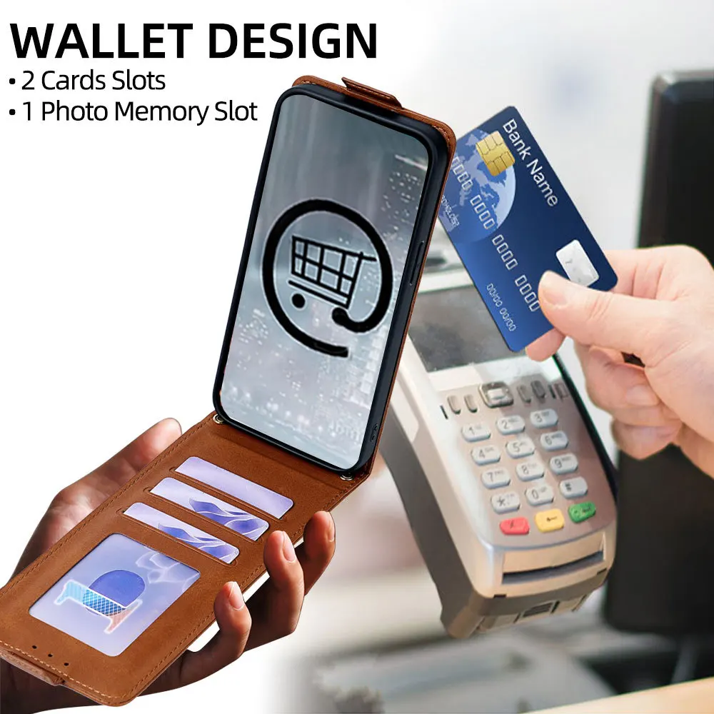 Leder-Handyhülle für Galaxy S25 Ultra S24 Plus S23 S22 FE Brieftaschen-Hülle S26 EDGE Flip-Cover mit Kartenfächern Handy-Zubehör – Detail 3