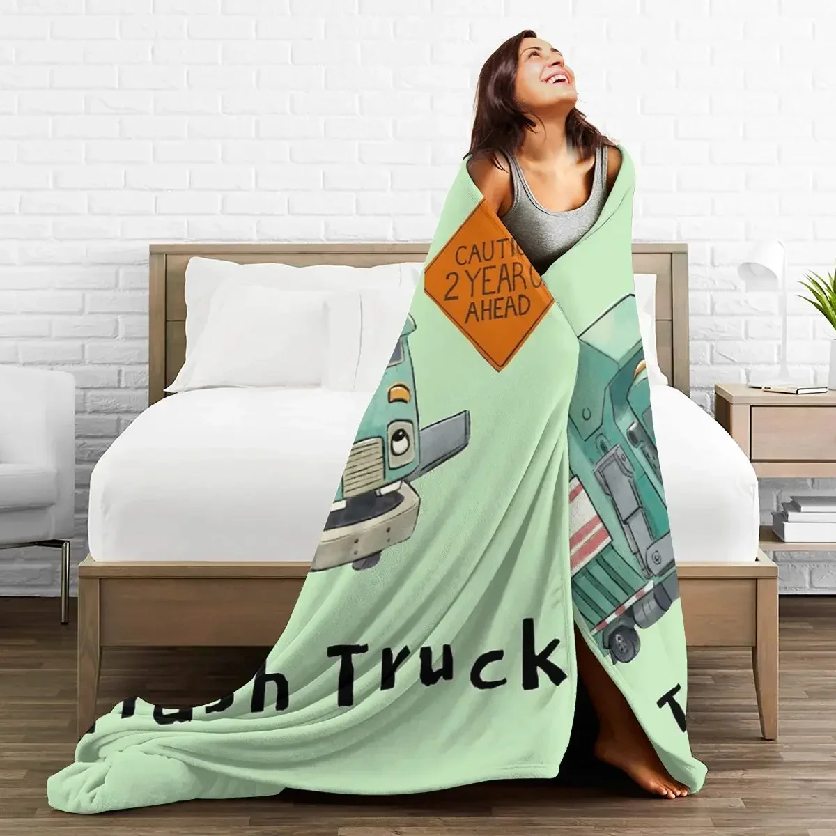 Flannel Throw Blanket Trash Truck Cartoon Netflix Blankets Soft Bedspread Warm Plush Blanket for Bed Living room Picnic Travel