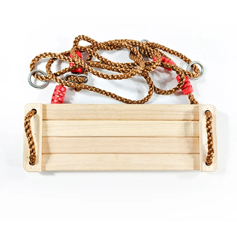 Wooden Hanging Swings Seat High-Quality Polished Four-Board Anti-Corrosion Wood Swing Outdoor Indoor Pastoral Wooden Swing
