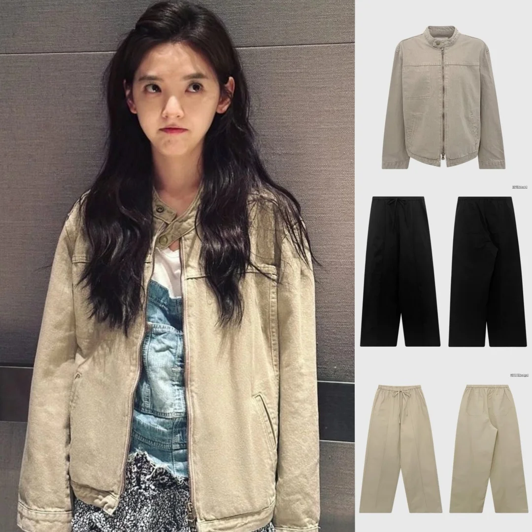 

Комплект джинта и брюк на молнии в стиле ретро с поясом, корейский женский сезонный комплект из двух предметов Sle Faion на осень и весну, детский соус 2025...