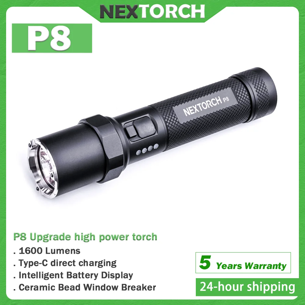 

Nextorch P8 Upgrade high power flashlight , high brightness torch,rechargeable torch , Tactical torch edc duty outdoor camping