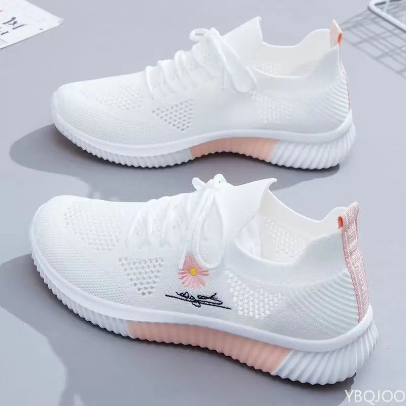 Woman Vulcanized Sneakers Women\'s Shoes Spring White Breathable Sports Mesh Versatile Summer Flats Hollow Walking No-slip New