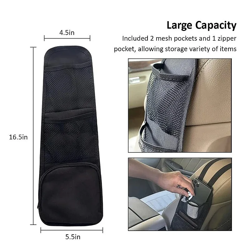 Sac de rangement latéral pour siège de voiture, multi-poches, support de clics, poche en maille, support de téléphone de style, nouveau