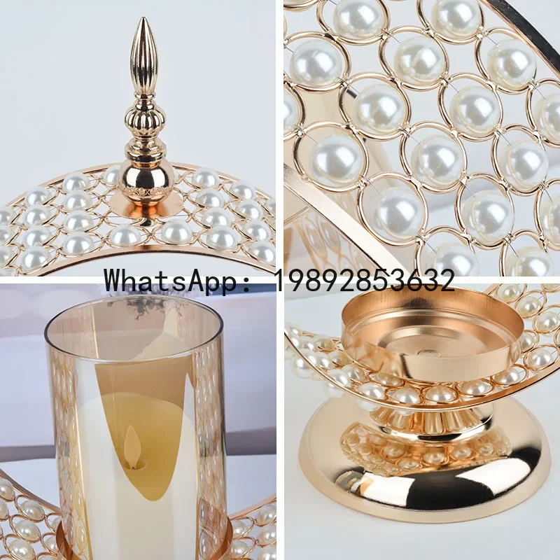 x-14 European crystal candle holder Christmas pearl candle holder wedding party ornament--2