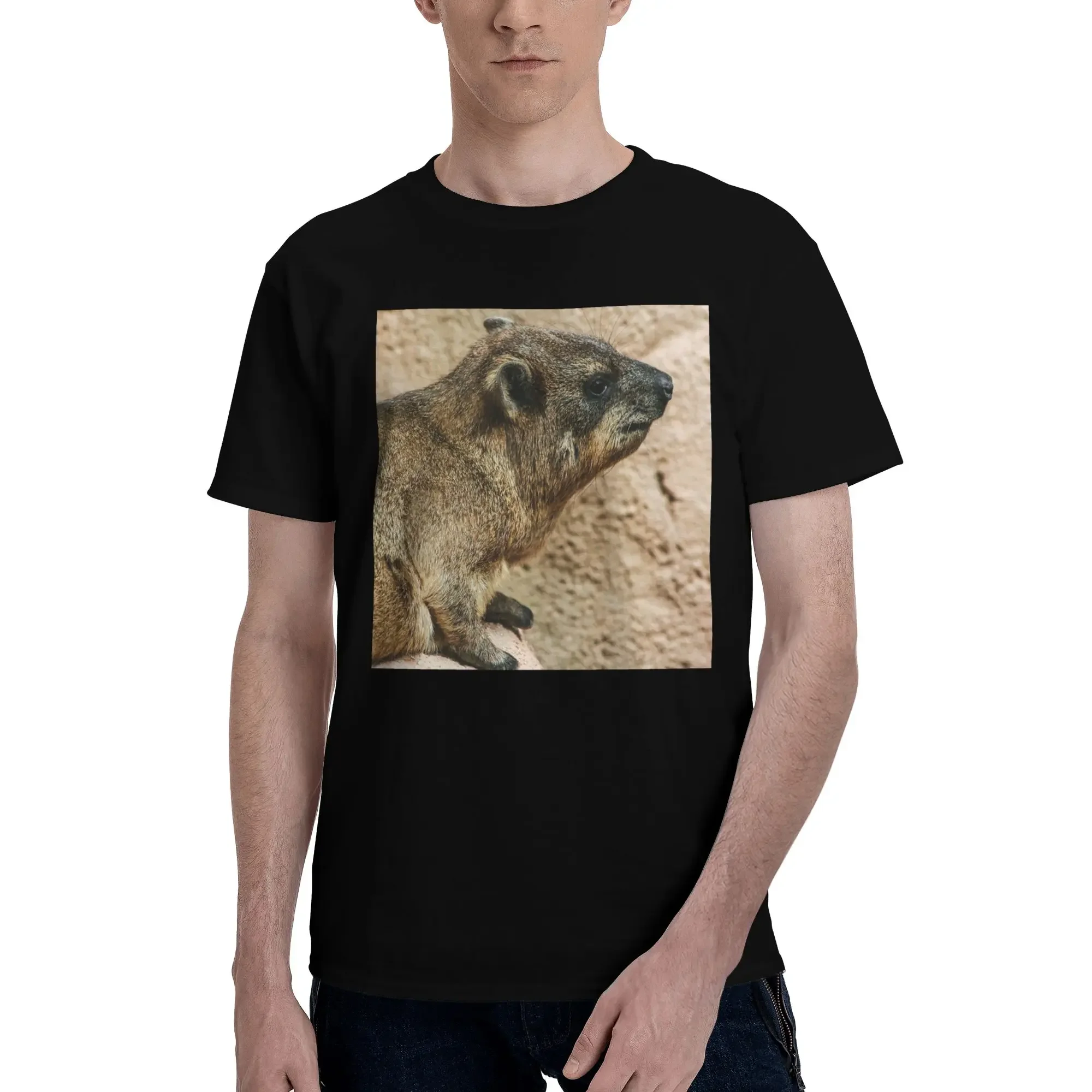 Rock hyrax 100% Cotton T-Shirt Men's Fashion T Shirts Men Round Neck Short Sleeve S-6XL