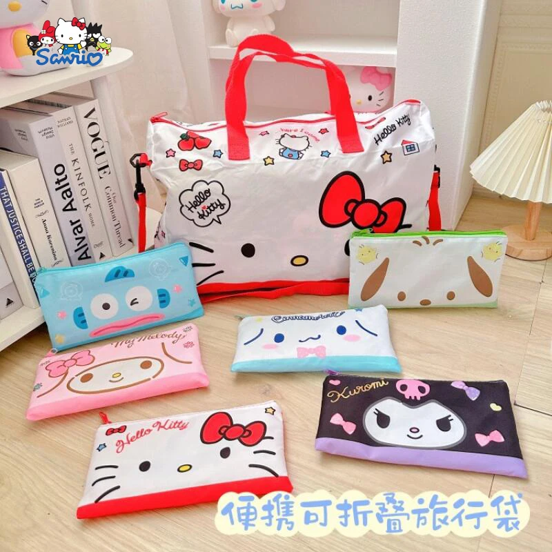 

Kawaii Sanrios Hello Kittys дорожная сумка большой вместимости портативная новая девушка сердце Kuromi удобные дорожные складные сумки для женщин