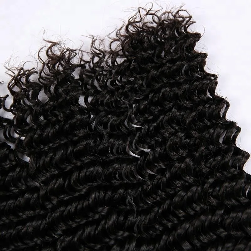 Mechones de cabello humano con ondas profundas 12A, 2/3 Uds., con cierre de encaje 4x4 para mujeres negras, cabello virgen brasileño 100% sin procesar