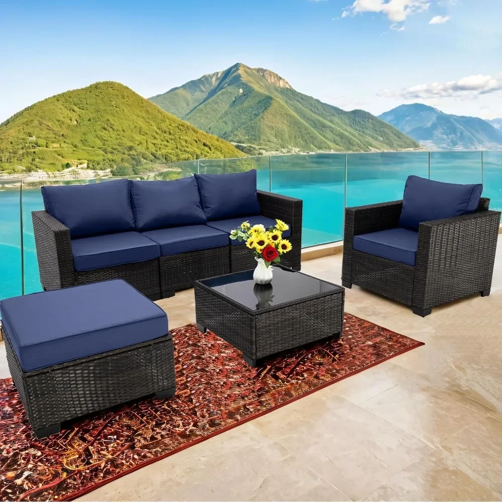 

Outdoor Furniture Set 6-Piece Rattan Sectional Outdoor Seating with Patio Wicker Sofas