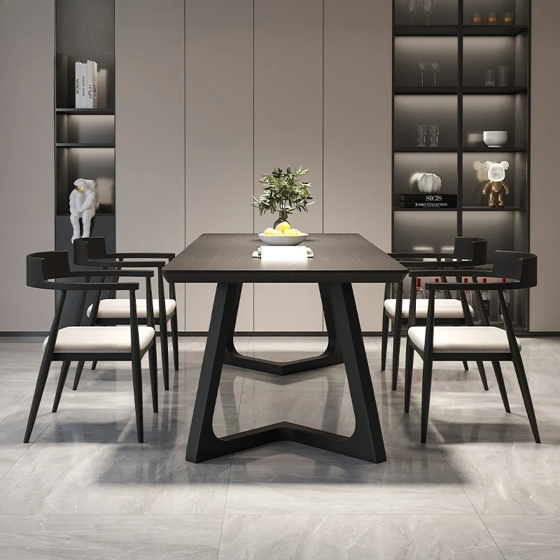 Wabi Sandy Wind Solid Wood Dining Table Chair Household Premium Rectangle Eating Table