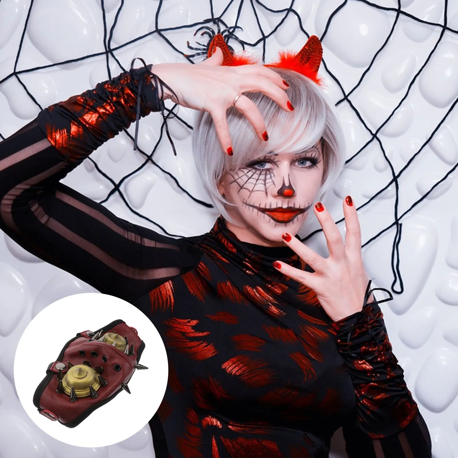 

1 шт. Маска с заклепками в виде собаки, в стиле панк, для взрослых, для Хэллоуина, креативный реквизит для лица, для маскарада, фестиваля, косплея, выступлений в стиле хип-хоп