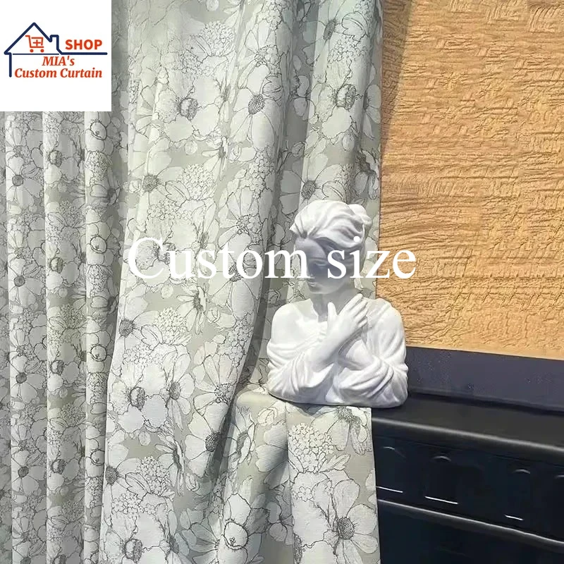 

Custom size Chenille Drapes Forest Green Blackout Embroidered Leaf Motifs Luxury Decor curtains for living room bedroom dining