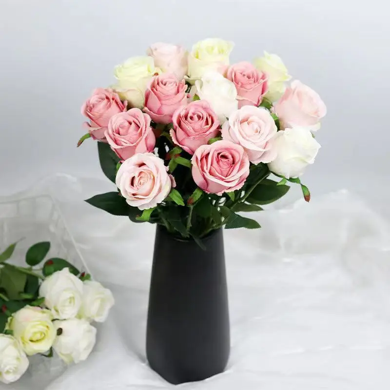 Artificial Flower Decoration Bulgarian Rose Plastic Simulation Flower High-end Home Room and Living Room Decoration