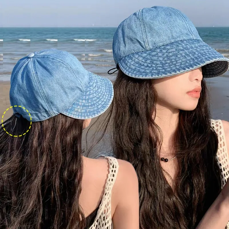 Spring Summer Sun Hats for Women Men Vintage Washed Denim Bucket Hats Bonnet Korean Fashion Wide Brim Adjustable Baseball Caps