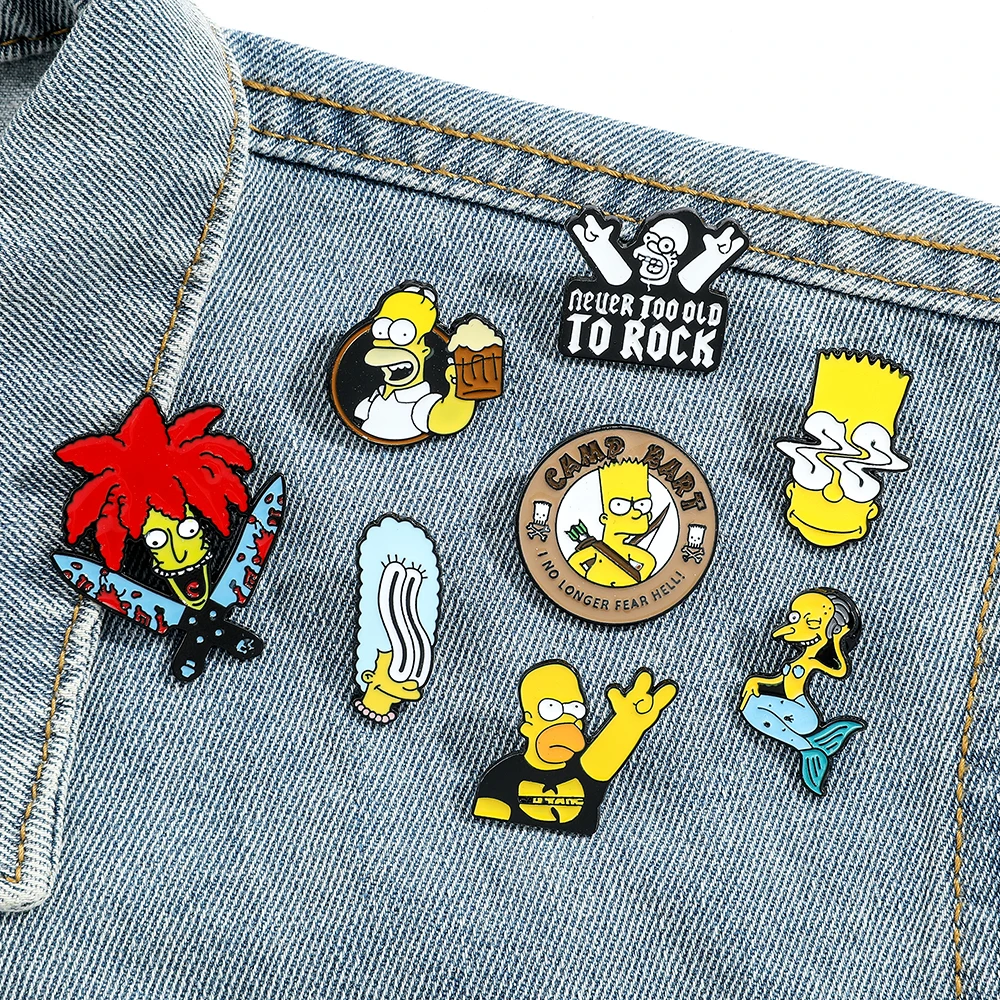 Classic Comedy Anime TV The Simpsons Enamel Brooch Cute Funny Cartoon Jacket Lapel Pins for Women Bags Badge Jewelry Accessories