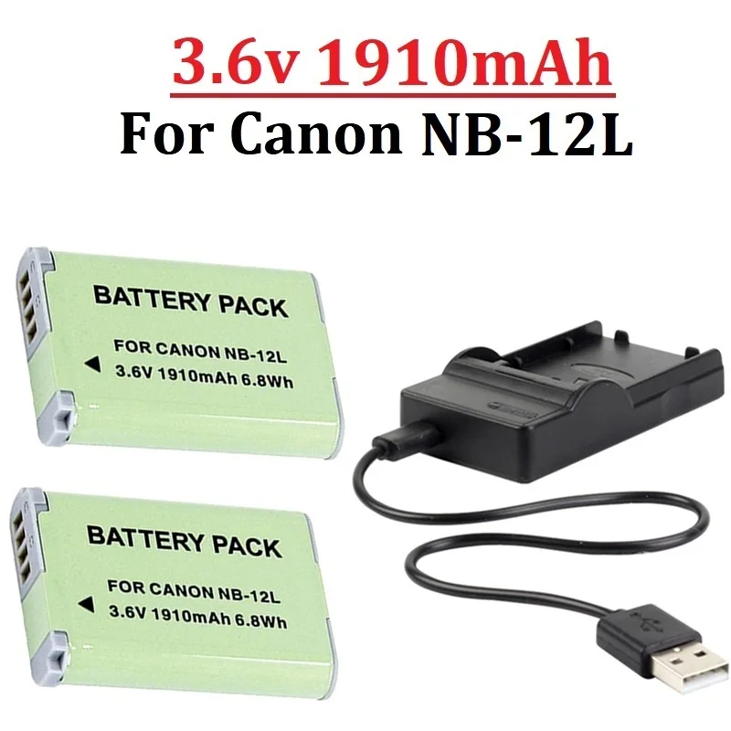 Batería de 1910mAh NB-12L NB 12L NB12L para Canon G1 X Mark II G1X Mark 2 para batería de cámara N100 N100 VIXIA mini X