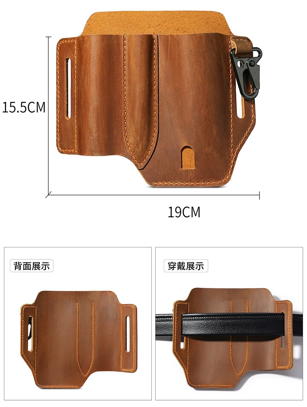 Sarung Sabuk Multitool EDC, Organizer Sabuk Kulit dengan Tempat Senter, Tempat Pena, Gantungan Kunci, Tas Pinggang EDC untuk Pria