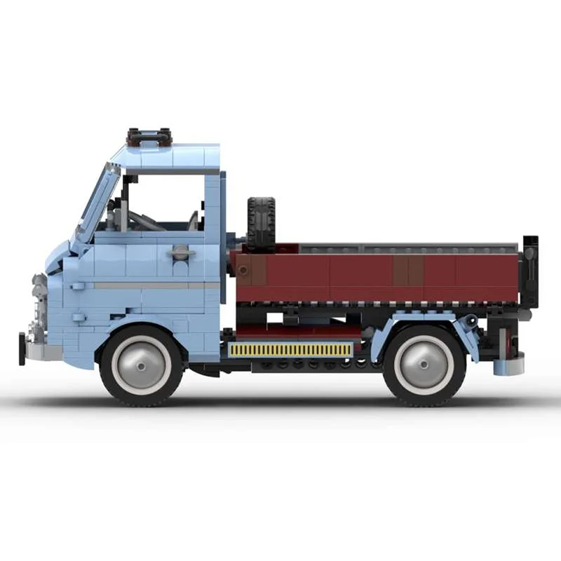 시티카 모델 MOC 빌딩 블록 블루 라이트 상업용 트럭 모듈형 기술 어린이 휴일 선물 조립 장난감 세트
