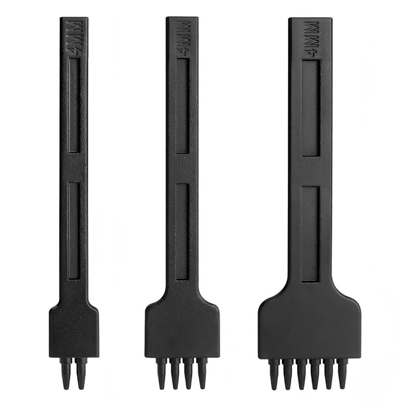 

VOFUN-Sewing Chisel 3 Pieces Leather Stitching Punch 4Mm,2/4/6 Prong Lacing Hole Punch