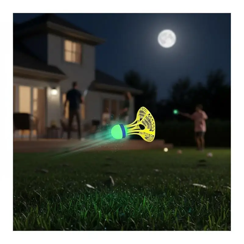 Im Dunkeln leuchtende winddichte Badminton-Federbälle 3/10 Stück Premium-Nylon-Leuchtfederbälle für nächtliche Outdoor-Sportarten – Detail 10