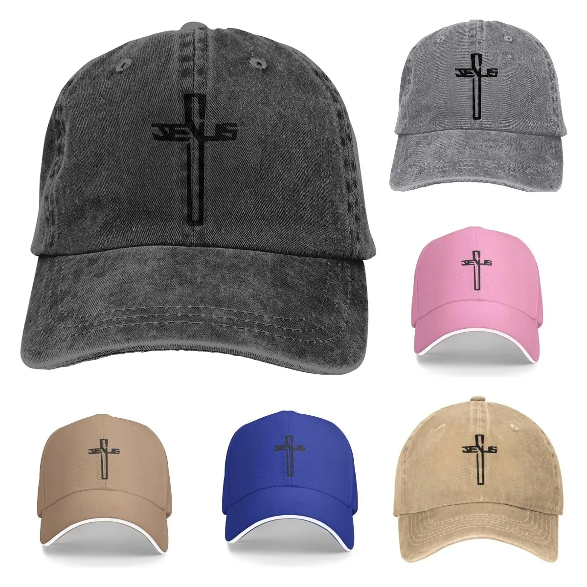 Topi kasual salib Yesus Kristen Pria Wanita topi Snapback dapat disesuaikan