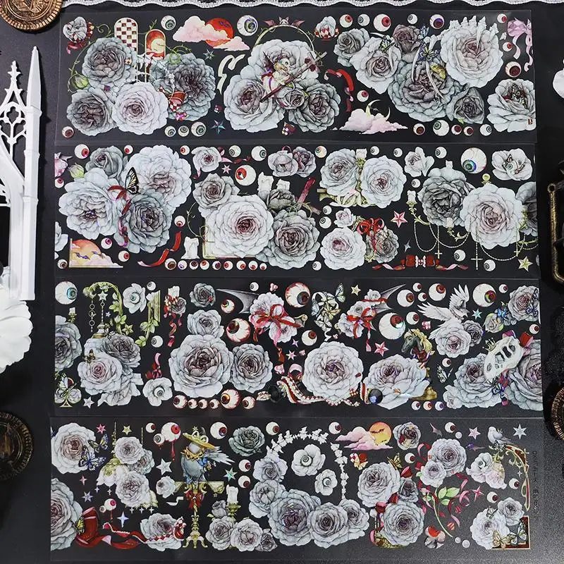 

Темный стиль, цветок, блестящий журнал, фон, ПЭТ-лента Васи