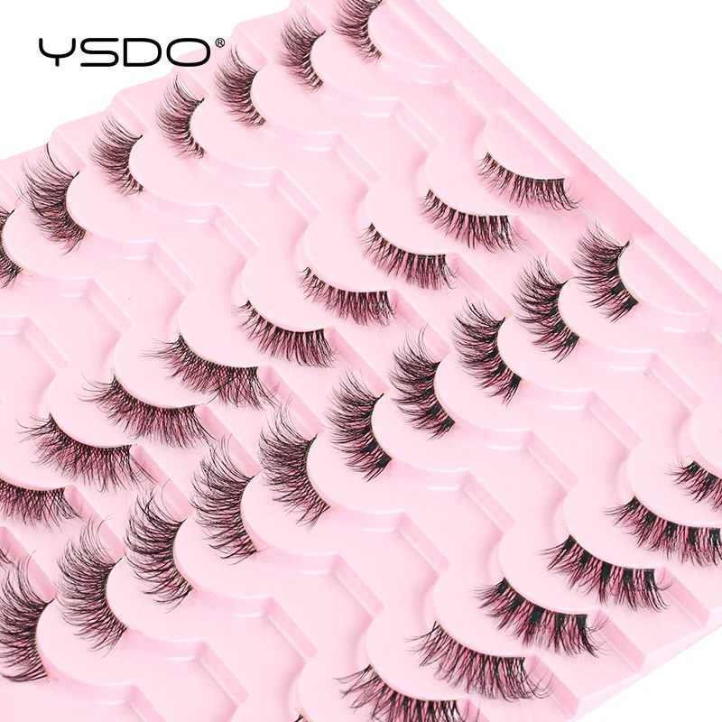 Half Eyelashes 5/10/14/20 Pairs Natural Faux Mink Lashes Cat Eye Lashes Wispy Fluffy Eyelash Extension Makeup Manga False Lashes