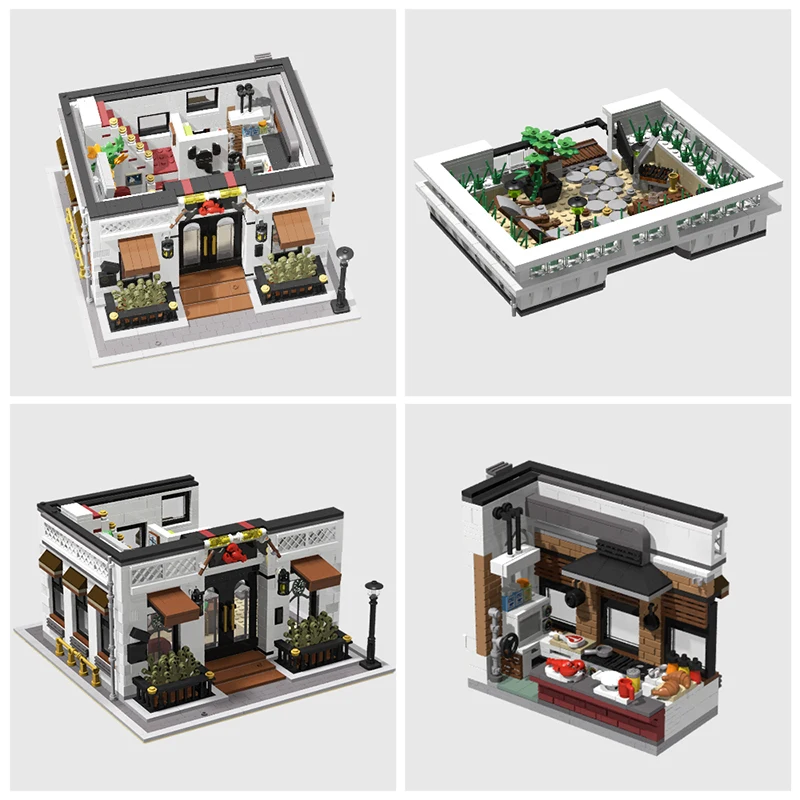 3826PCS Restaurant Building Blocks Assembly House Street Scene Brick Toys Harmless ABS Material for Family Friends Holiday Gifts